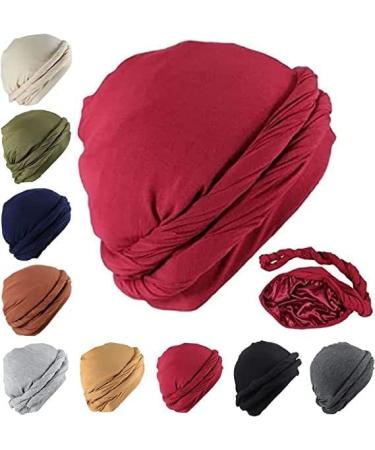 Halo Turban for Men, Satin Silk Lined Head Scarf for Men, Men Turban Head Wrap, Fashion T-Shirt Turban for Men Head Wrap F Style