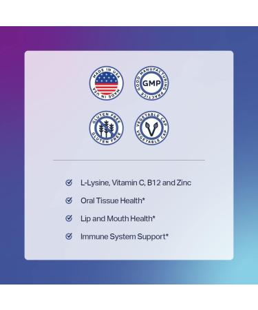 L-Lysine Supplement with Vitamin B12 C & Zinc - Oral Health Support Non-GMO Gluten-Free - 60 Veg Capsules - Made in USA - Buy Online on GoSupps.com