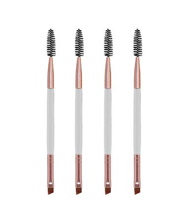 Eyebrow Brush Angled Eyebrow Brush and Spoolie Brush Multifunction Makeup Tools Double Brush Mascara Brush and Eyebrow Comb 4 Pieces (White)