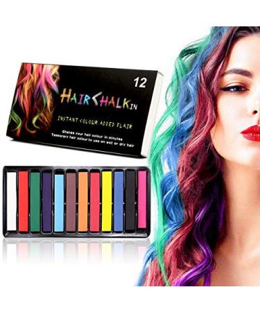 Hair Chalk Stick Set, Halloween Christmas Birthday Cosplay And Diy,  Non-toxic Temporary Washable Hair Color Chalk Girls Boys Teen Kids Gift, 12  Colors