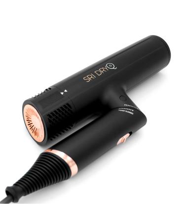 SRI DryQ  Smart  Hair Dryer - Super Lightweight - Foldable - Powerful  Quiet Motor - Infrared and Ionic Technology - 3 Free Magnetic Attachments - Intelligent Heat Control - Cool Shot Button