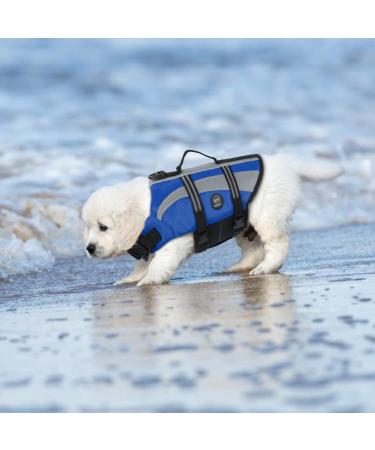 Emust Dog Swimming Vest - Reflective Lifeguard Vest for Small Dogs with Rescue Handle | Safe Swimming & Boating - PO Blue - Buy Online on GoSupps.com