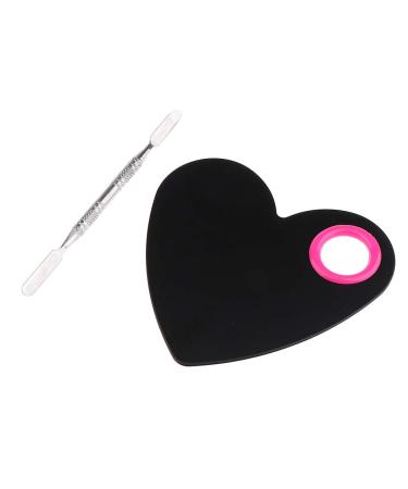 MagiDeal Heart Shaped Makeup Mixing Palette & Spatula Tool Kit - Black | Perfect for Color Mixing | International Shipping Available - Buy Online on GoSupps.com