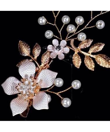 Huilimei Wedding Hair Comb Pearl Flower Bridal Headpiece for Wedding Prom Daily Dressing Gold Hair Accessories for Women and Girls Long Curly Bun Hair - Buy Online on GoSupps.com