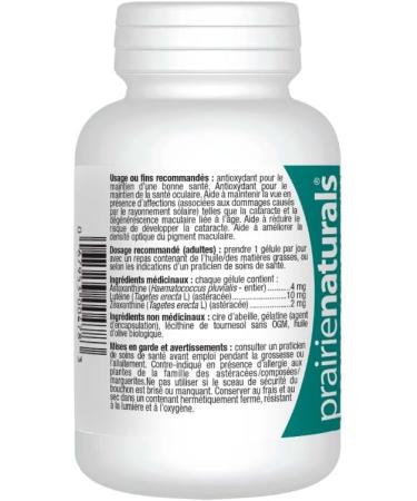 Prairie Naturals Astaxanthin Plus 4mg Astaxanthin Lutein & Zeaxanthin Softgel helps to maintain eyesight prevent cataracts and age-related macular degeneration reduces the risk of developing cataracts improves macular pigment optical density protect the e - Buy Online on GoSupps.com