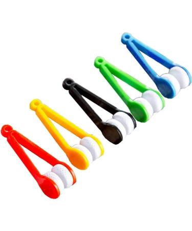 5Pcs Muticolour Spectacle Glass Cleaner Eye Glasses Lens Cleaner Microfiber Cleaning Cloth Wipes Eyeglass Microfiber Brush Portable Magnetic Glass Lens Cleaner Glasses Cleaning Accessories