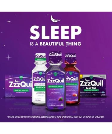 Xllent ZzzQuil Nighttime Sleep-Aid Liquid Calming Vanilla Cherry - 12 oz Pack of 6 - Buy Online on GoSupps.com