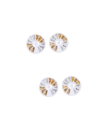 FRCOLOR 4 Boxes DIY Fingernail Plasters Nail Accessories Nails Making at Home Rivet Decoration Nail Decorations for Nail Art Rhinestones Gold Decoration Manicure Rivet Nail Rivet Triangle Metal