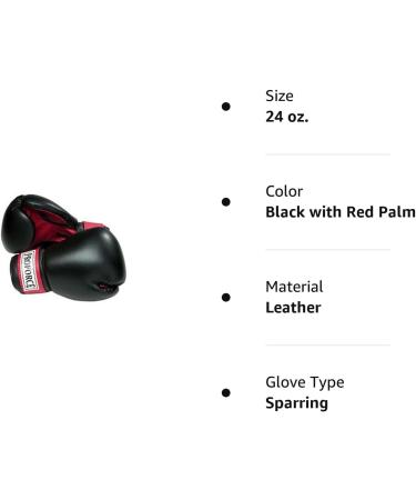 Pro Force Leatherette Boxing Gloves 24 oz - Black with Red Palm for Ultimate Performance - Buy Online on GoSupps.com