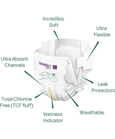 Bambo Nature Premium Eco Newborn Nappies - Size 1 (4-9 lb) 22 Pack | Enhanced Leakage Protection & Comfort | Eco-Friendly Baby Essentials - Buy Online on GoSupps.com