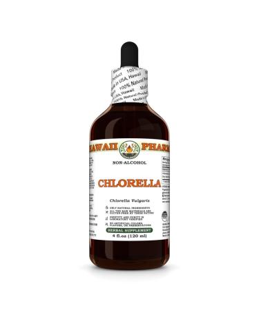 Chlorella (Chlorella Vulgaris) Dry Entire Plant Glycerite Made in Hawaii All Natural Vegan Lab Tested Alcohol-Free Liquid Extract - 4 fl.oz 4 Fl Oz (Pack of 1)