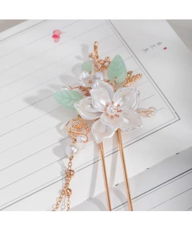 Buy Camellia Flower Pearl Tassels Hair Clip - Handmade Chinese Hanfu Hair Accessories for Women & Girls - Buy Online on GoSupps.com