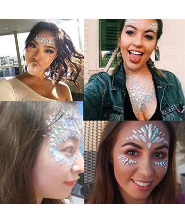 Halloween Mermaid Crystal Face Stickers - 4 Sets Rhinestone Festival Jewels for Women and Kids - Cosplay Fairy Costume Accessories - Buy Online on GoSupps.com