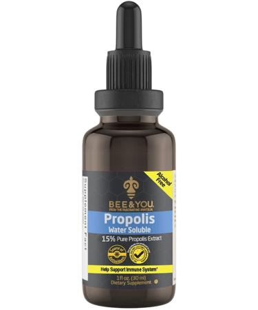 BEE and You 15% Pure Propolis Water Soluble Extract - Immune Support & Sore Throat Relief - Antioxidants - Keto, Paleo, Gluten-Free - 1 Fl Oz - Buy Online on GoSupps.com