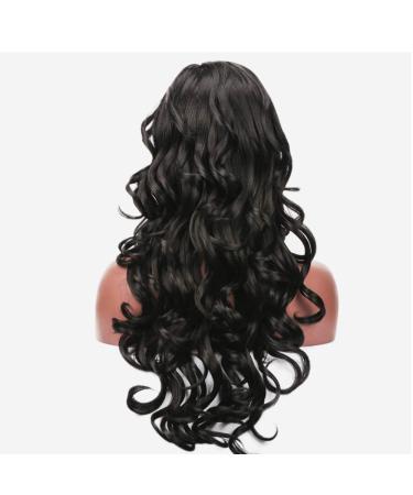 SHIYID Lace Front Wigs for Black Women - Long Curly Synthetic Black Hair Wig | International Shipping Available - Buy Online on GoSupps.com