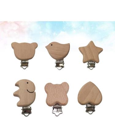 Toyvian 12 pcs Pacifier Clips Wooden Pacifier Clip Baby Teeth Comfor Tools Baby Pacifier Clips Cute Star Heart - Buy Online on GoSupps.com