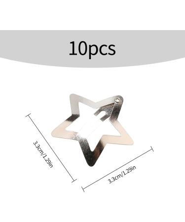 Tabanzhe 10 Pieces Metal Star Snap Hair Clips Silver Non-Slip Hair Barrettes with Lovely Hollow Out Stars Perfect Hair Accessories for Kids Girls and Women - Buy Online on GoSupps.com
