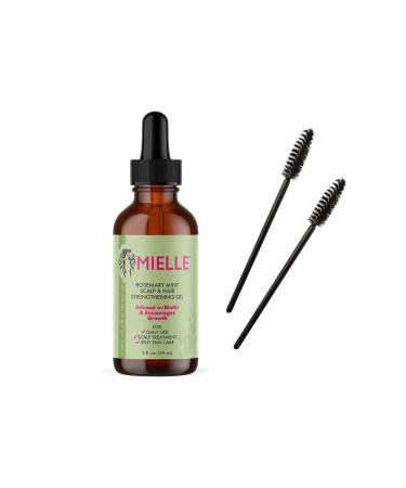Rosemary Mint Scalp & Hair Oil 2oz 100% Pure Organic Rosemary Essential Oils Good for Hair Loss Treatment stimulates Hair Growth and Aromatherapy for Men and Women + 2 Eyelash Brushes With Eyelash Brushes