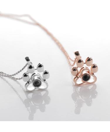 Personalized Photo Projection Necklace - Paw Print Memorial for Dogs & Cats | Custom Rose Gold Pet Keepsake Gift - Buy Online on GoSupps.com