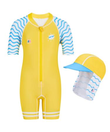 Juicy Bumbles Baby Swimsuit - One Piece Baby Swimming Costume - Short Sleeve Toddler Swimming Costume - Baby Girl Swimsuit - Baby Boy Swimsuit - Girls and Boys Swimming Costume (6 Months - 5 Years) 2 Years Sun