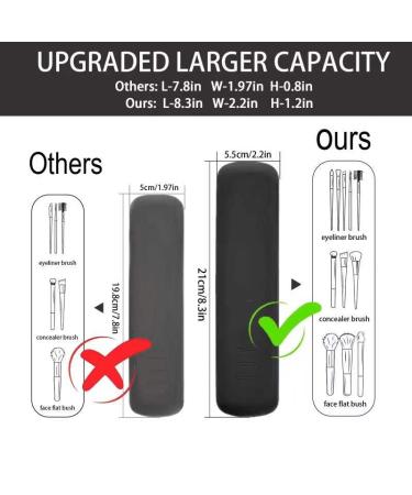 Travel Makeup Brush Holder & Organizer - Silicone Cosmetic Bag with Magnetic Closure - Black - Buy Online on GoSupps.com