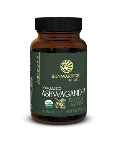 Sunwarrior Ashwagandha with Organic Black Pepper | Sleep Aid Stress Relief Immune Support Promote Calm & Relaxation Gluten Free Dairy Free Non GMO Keto Raw Organic | Be Well Ashwagandha 30 Capsules
