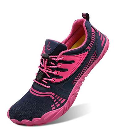 L-RUN Athletic Water Hiking Shoes Beach Sports Shoes for Swim Toe Shoes Women Men 7.5 Women/6 Men Navy Pink