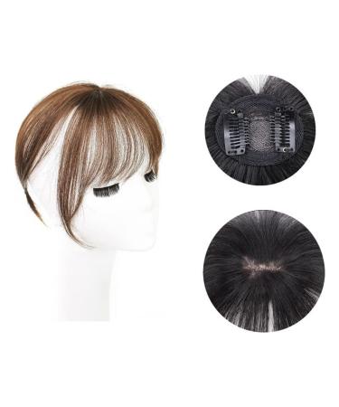 Bangs Hair Clip Clip in Bangs Mini Fringe Hairpiece Straight Clip in Forehead Topper with Wispy Bangs Extension Thin 3D Air Hair Bangs Invisible Seamless Straight Neat Bangs Bangs Clip in Hair (Color 3D light brown
