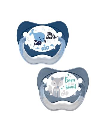 nip pacifier Family Latex orthodontic: Reduces pressure on teeth & jaw Made in Germany (2 (5-18 M) Blue Grey)
