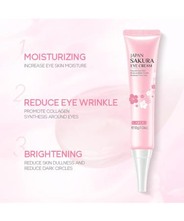 AKARY Sakura Eye Cream - Dark Circle and Puffiness Reduction, Hydrating Under Eye Skincare with Hyaluronic Acid - 1.06 oz (Pack of 1) - Pink - Buy Online on GoSupps.com