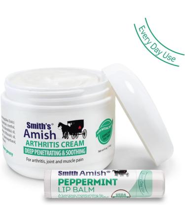 SMITH'S AMISH Arthritis Cream 4 oz Jar | Deep Soothing Relief for Joint & Muscle Pain + Bonus Lip Balm - Buy Online on GoSupps.com
