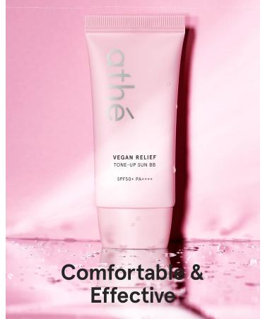 ATHE Vegan Relief Sun BB SPF50+ PA++++ - Korean Sunscreen Zinc Oxide Tone Up Cream for Skin Correction Long-Lasting Pore Coverage Reef-Safe 2.36oz - Buy Online on GoSupps.com