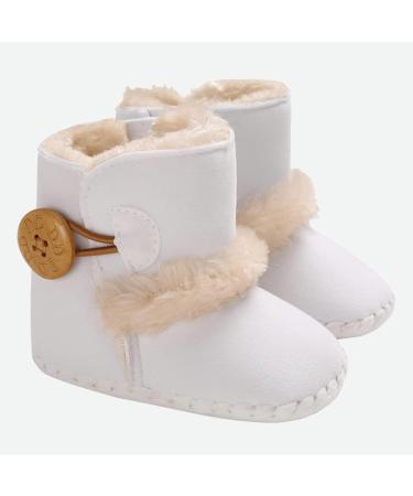 EDOTON Baby Warm Button Design Snow Boots | Soft Non-slip Sole | 6-12 Months | White - Buy Online on GoSupps.com