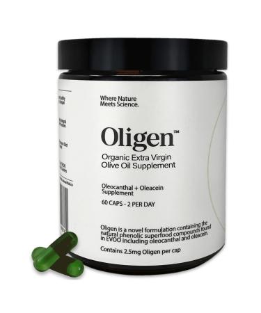 Oligen 60ct | Multi Award Winning | Patented | 10x Concentrated | 40% Oleocanthal Supplement from Organic Extra Virgin Olive Oil for Brain Health Heart Health Longevity and Cellular Regulation