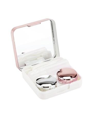 Reflecting contact lens container set fine appearance clean and hygienic durable material perfect for use at home or when traveling (light pink)