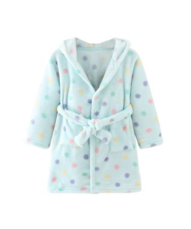 JZLPIN Unisex Baby Hooded Bathrobe Children Flannel Pajamas Dressing Gown for Boys Girls 1-2 Years Blue