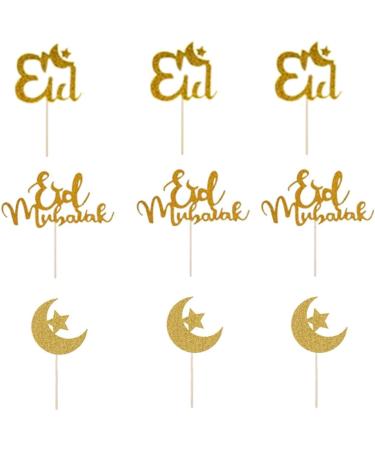 Eid Mubarak Cupcake Topper Sticks Glitter Eid Cake Decorations Muslim Party Supplies Moon Star - Buy Online on GoSupps.com
