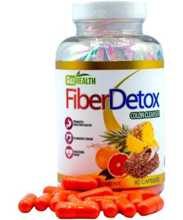 Colon Cleanser Fiber Detox - 90 Capsules for Toxin Elimination Constipation Relief & Improved Digestion - 30 Day Supply - International Shipping Available - Buy Online on GoSupps.com
