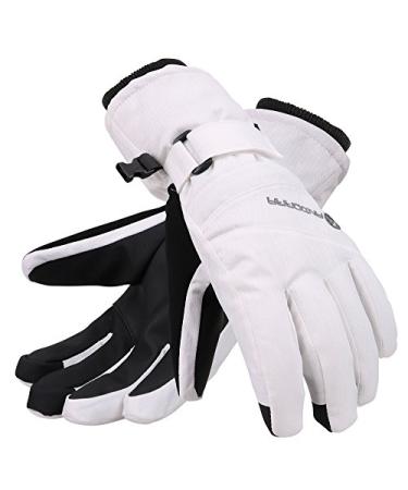 ANDORRA Women's Waterproof Touchscreen Ski Gloves White Medium