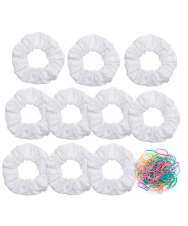 10 Pack White Cotton Scrunchies for Tie Dye Hair Elastic Hair Ties Pony Tail Holder for Party 10 Count (Pack of 1) White - Buy Online on GoSupps.com