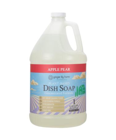 Ginger Lily Farms Botanicals Plant-Based Liquid Dish Soap Concentrated Formula with Max Grease Cleaning Power Cruelty-Free Apple Pear Scent 1 Gallon Refill (128 Fl. Oz.)