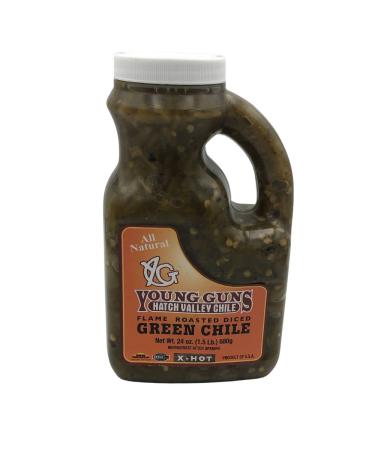 X-Hot Young Guns Hatch Valley Flame Roasted Diced Chile - 24 oz - Buy Online on GoSupps.com