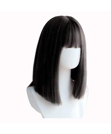 Shop BGHJUE Short Bob Human Hair Wig - Heat Resistant 40cm Straight Wig in Green & Pinkish Purple | International Shipping Available - Buy Online on GoSupps.com