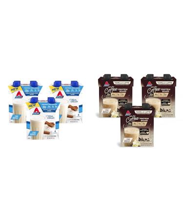 Atkins Creamy Cinnamon Swirl Protein Shake 15g Protein 12 Count & Atkins Iced Coffee Vanilla Latte Protein Shake 15g Protein