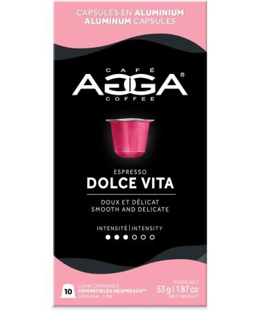 Caf Agga - Dolca Vita Coffee Capsules - Light / Medium Roast Espresso - 100% Arabica - Smooth & Creamy - Compatible with all OriginalLine Machines - 3/6 Intensity - 60 Cups Coffee - 6 x 10 Box/Capsules Dolce Vita - Buy Online on GoSupps.com