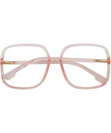 BIGGY Oversized Blue Light Blocking Glasses - Ultralight Anti Eyestrain Nerd Frames for Men & Women | Reduce Eye Strain for Reading TV Computer & Gaming | Anti-UV Rectangle Pink - Buy Online on GoSupps.com