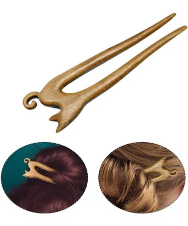 Lurrose Hairpin Chinese hair stick French Hair chinese wooden hair stick hanfu hair stick wedding hair stick bridal hair accessories women wood hair fork bride China cheongsam Sandalwood Yellow - Buy Online on GoSupps.com