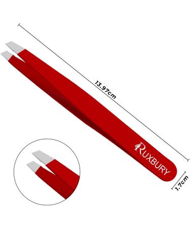 Ruxbury Tweezers Professional Slanted Tweezer for Facial Hair Women & Men Stainless Steel Silver Color Precision Tweezers for Ingrown Hair Tweezers with Blister Packaging (Red) - Buy Online on GoSupps.com