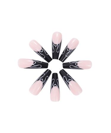 Vatocu 24-Piece Ballerina Press-On Nails - Long Red Black & White Acrylic False Nails for Women - Buy Online on GoSupps.com