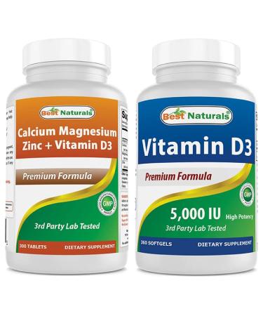 Best Naturals Calcium Magnesium Zinc with Vitamin D3 & Vitamin D3 5000 IU